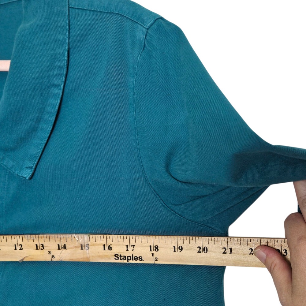 CMC Color Me Cotton Teal Button Down Shirt Jacket Womens Small Lagenlook Coastal - Picture 6 of 7